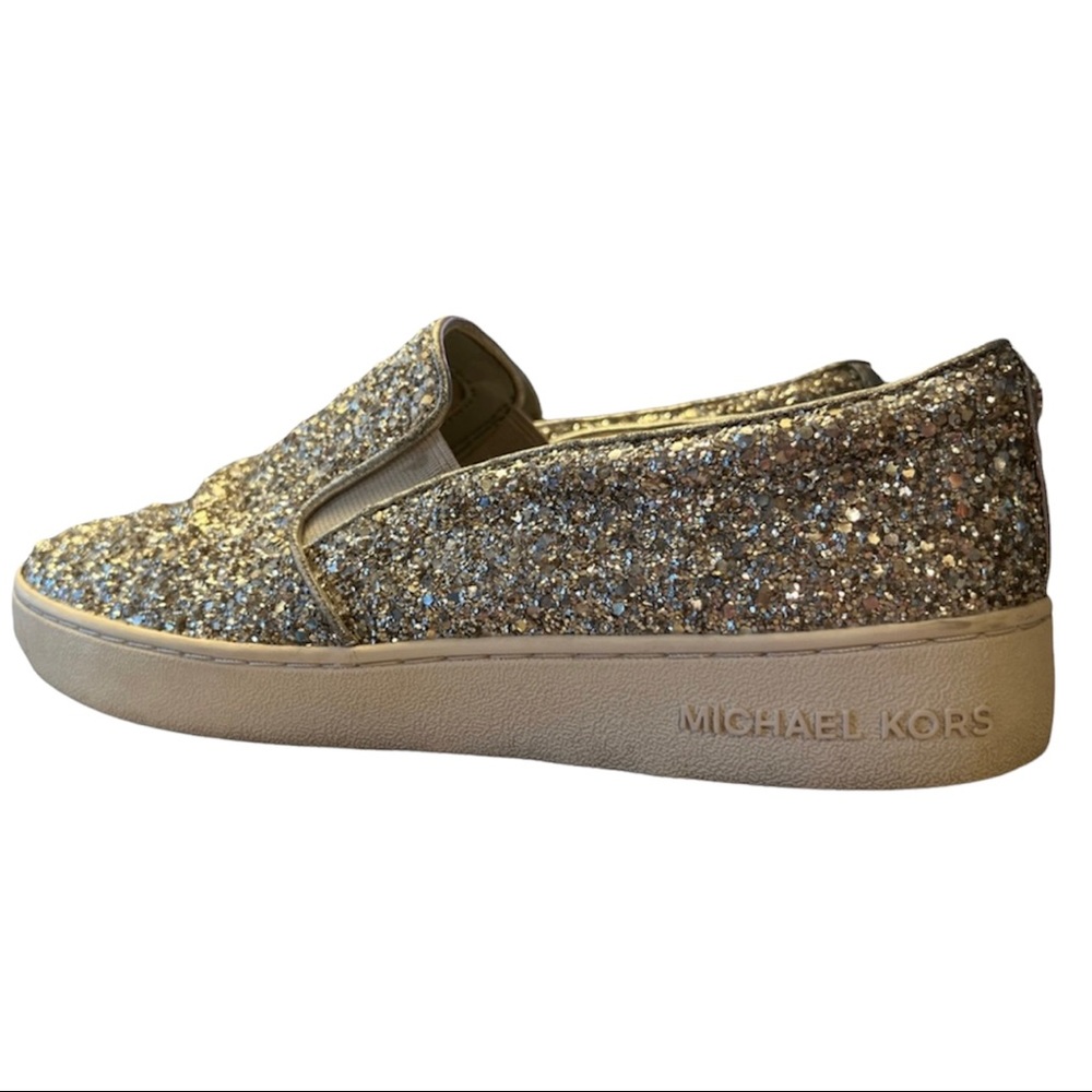 Michael Kors Keaton Slip On Silver Glitter Sneakers Size 7